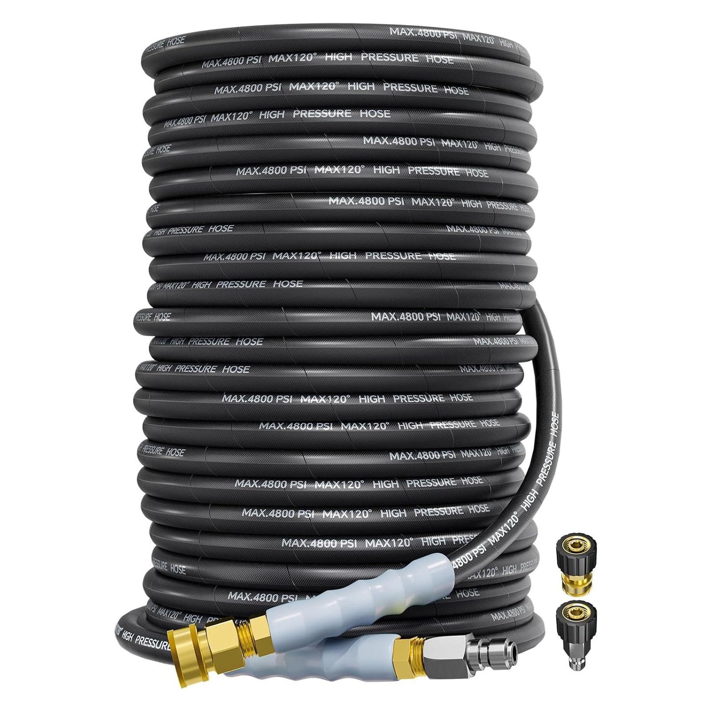 3/8" 4800PSI Pressure Washer Hose, Kink Resistant Steel Wire Braided,  with M22 14mm Adapter