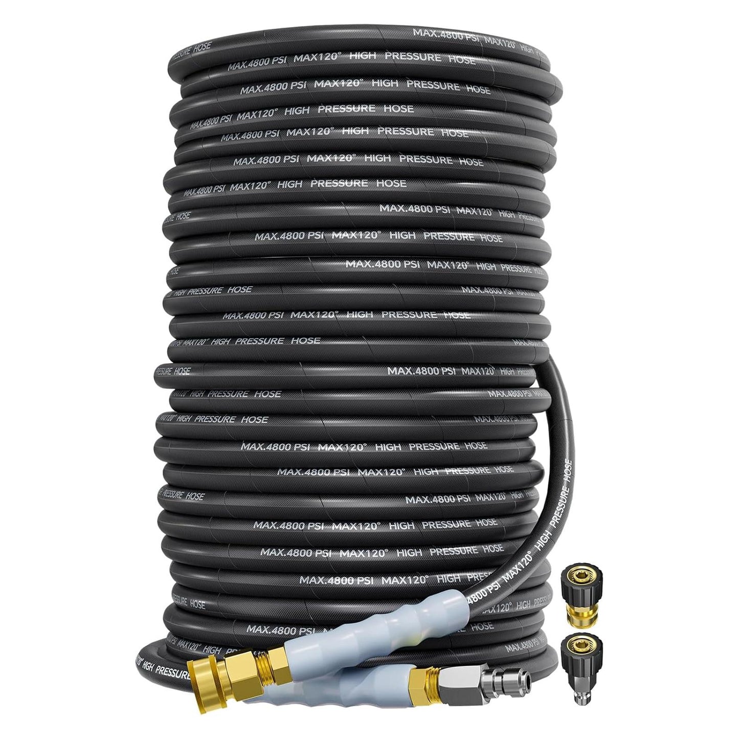 3/8" 4800PSI Pressure Washer Hose, Kink Resistant Steel Wire Braided,  with M22 14mm Adapter