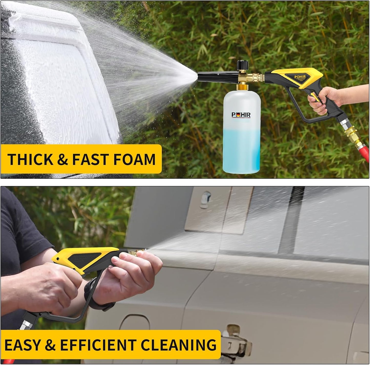 Pohir Short Handheld with  4500 PSI Foam Cannon For Pressure Washer