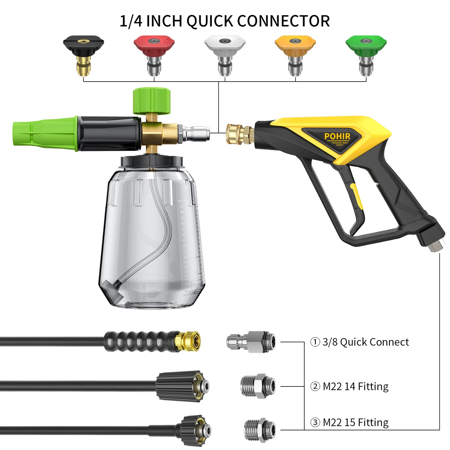 Pohir Foam Cannon and watergun kit with 1/4 Inch Quick Connect