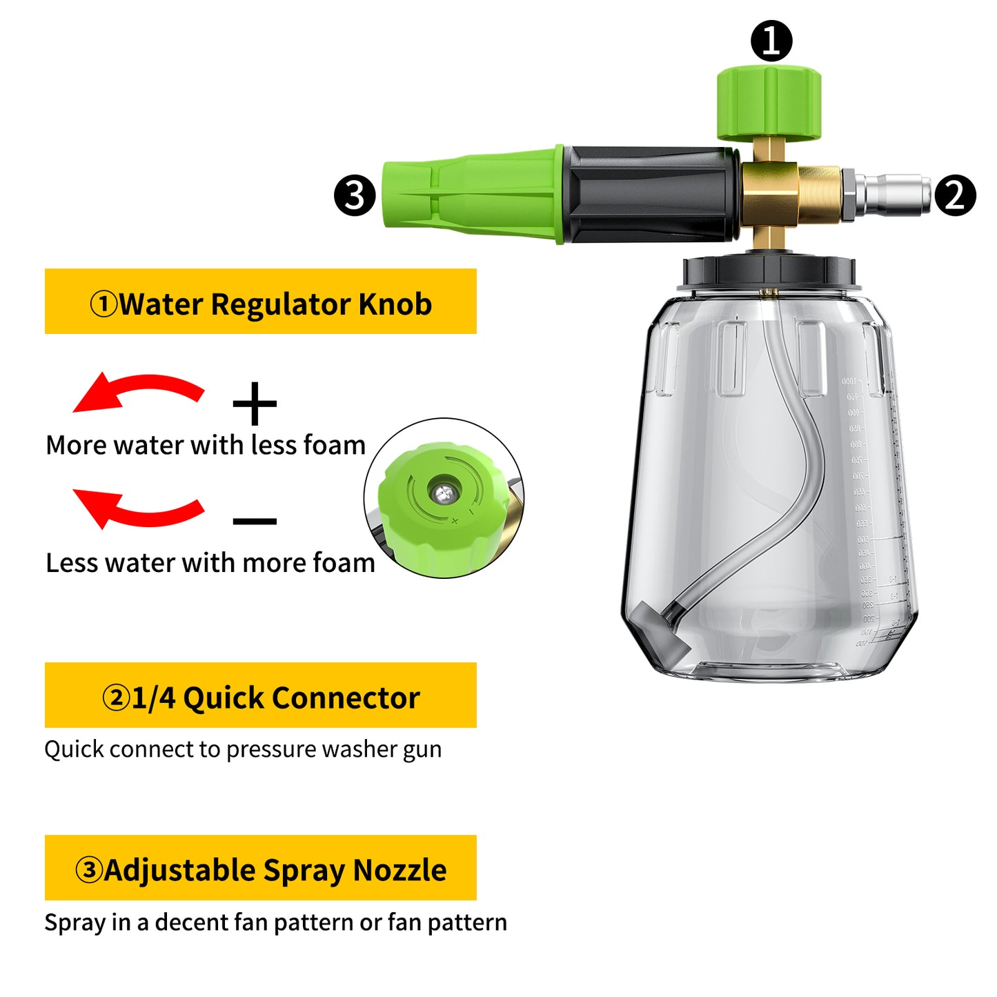 Pohir Foam Cannon and watergun kit with 1/4 Inch Quick Connect