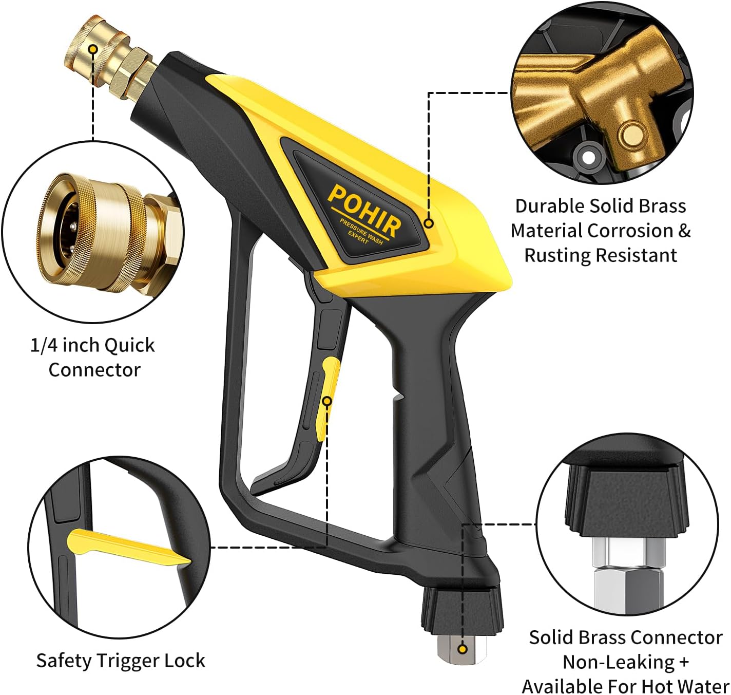 Pohir Short Handheld with  4500 PSI Foam Cannon For Pressure Washer