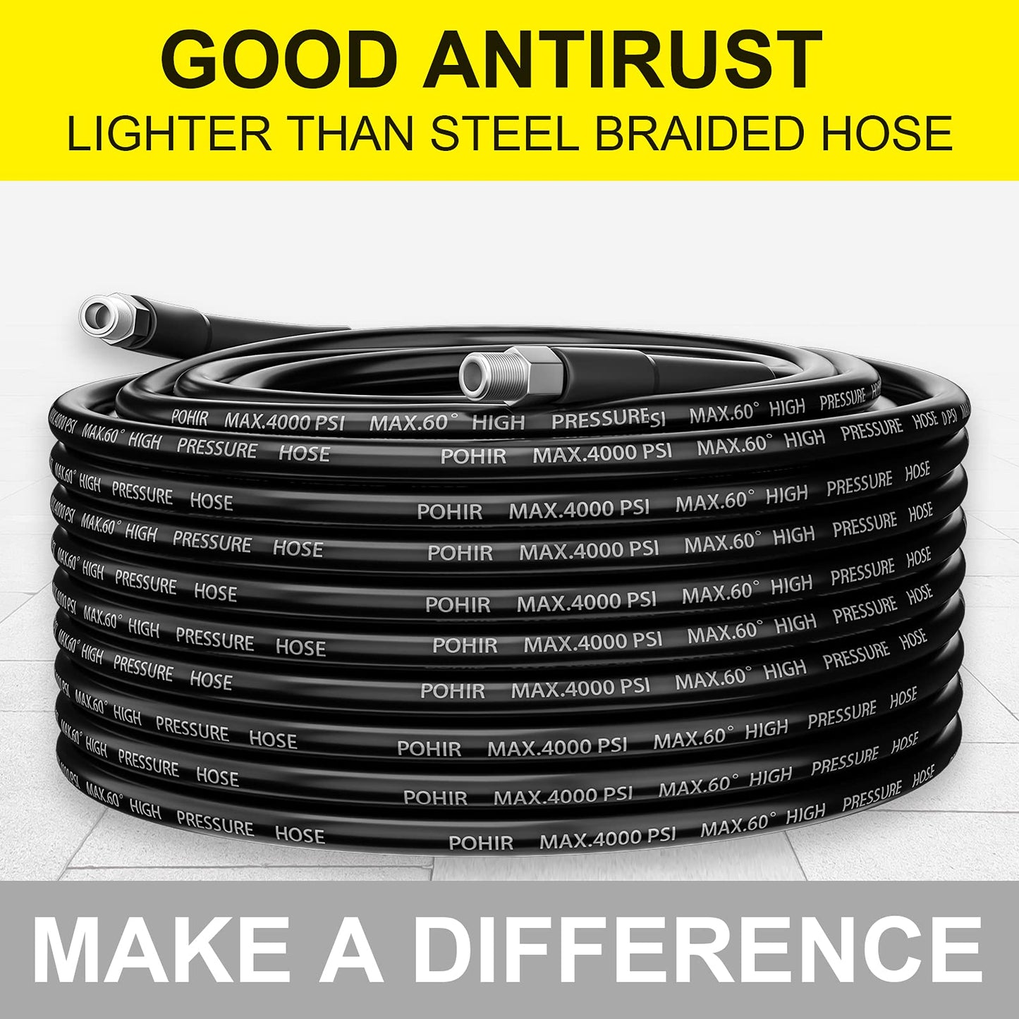 POHIR Sewer Jetter Kit for Pressure Washer 100 ft, 4000 PSI Drain Cleaner Hose