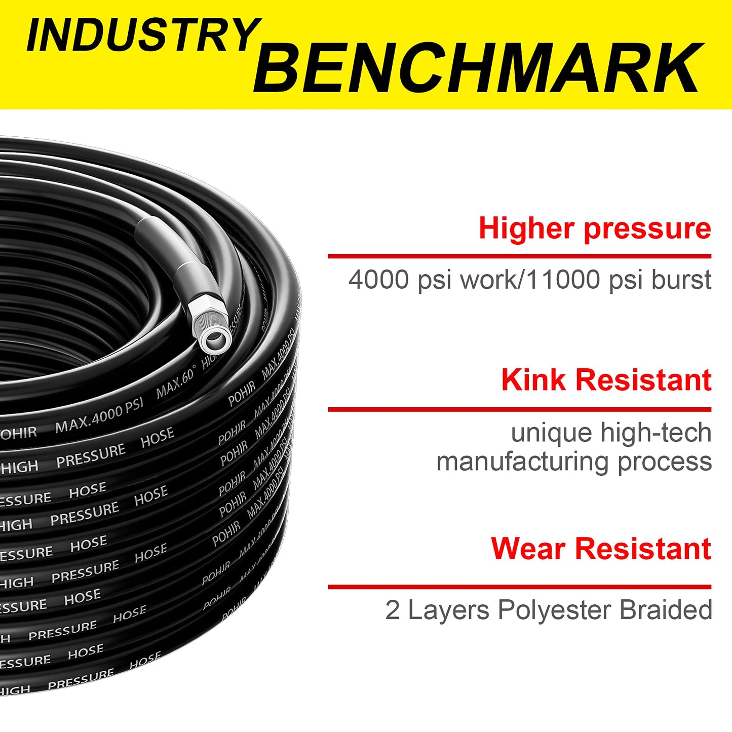 POHIR Sewer Jetter Kit for Pressure Washer 100 ft, 4000 PSI Drain Cleaner Hose