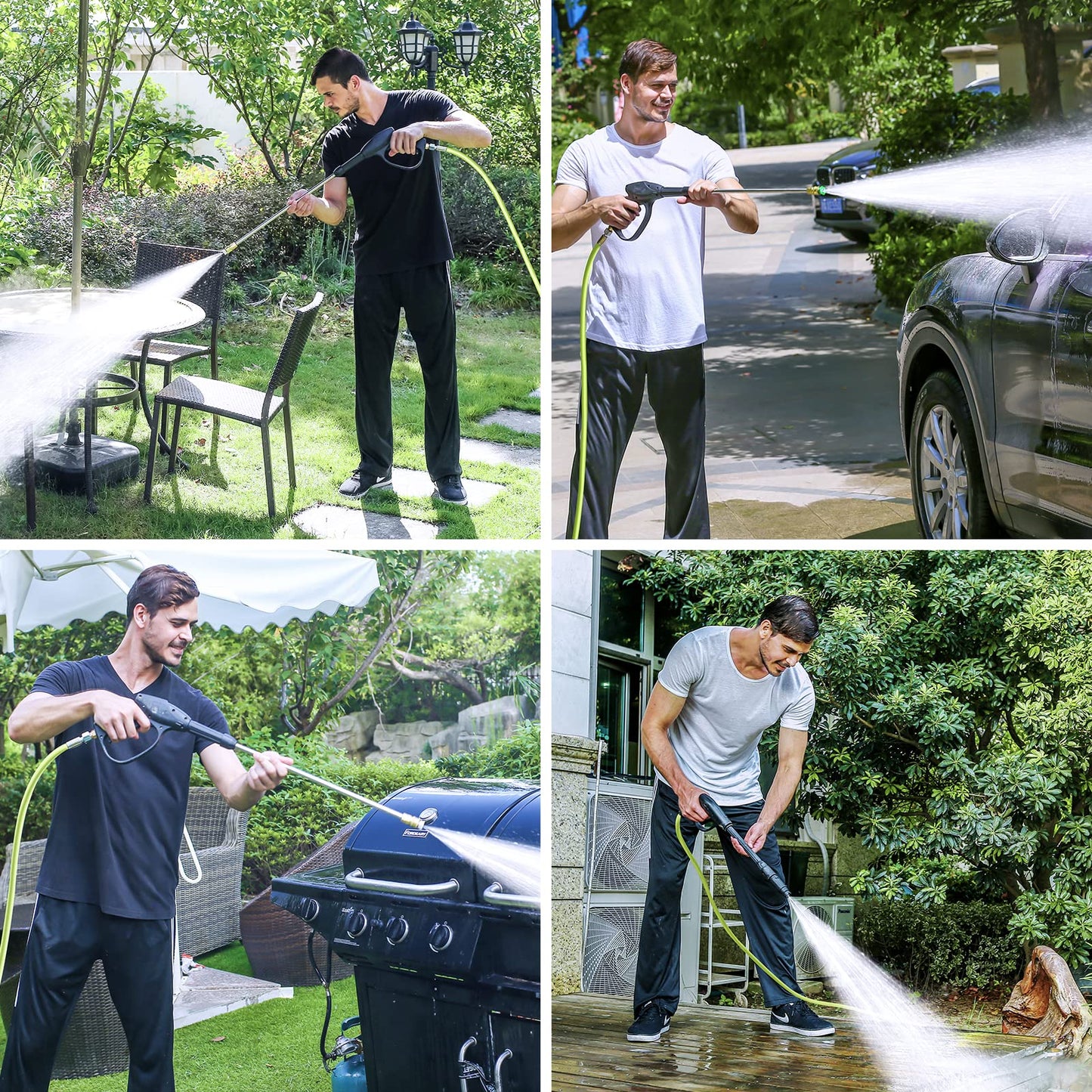 POHIR Pressure Washer Hose 100ft*1/4 with Quick Connect, Kink Free 4000 PSI  M22 14/15mm Thread Compatible