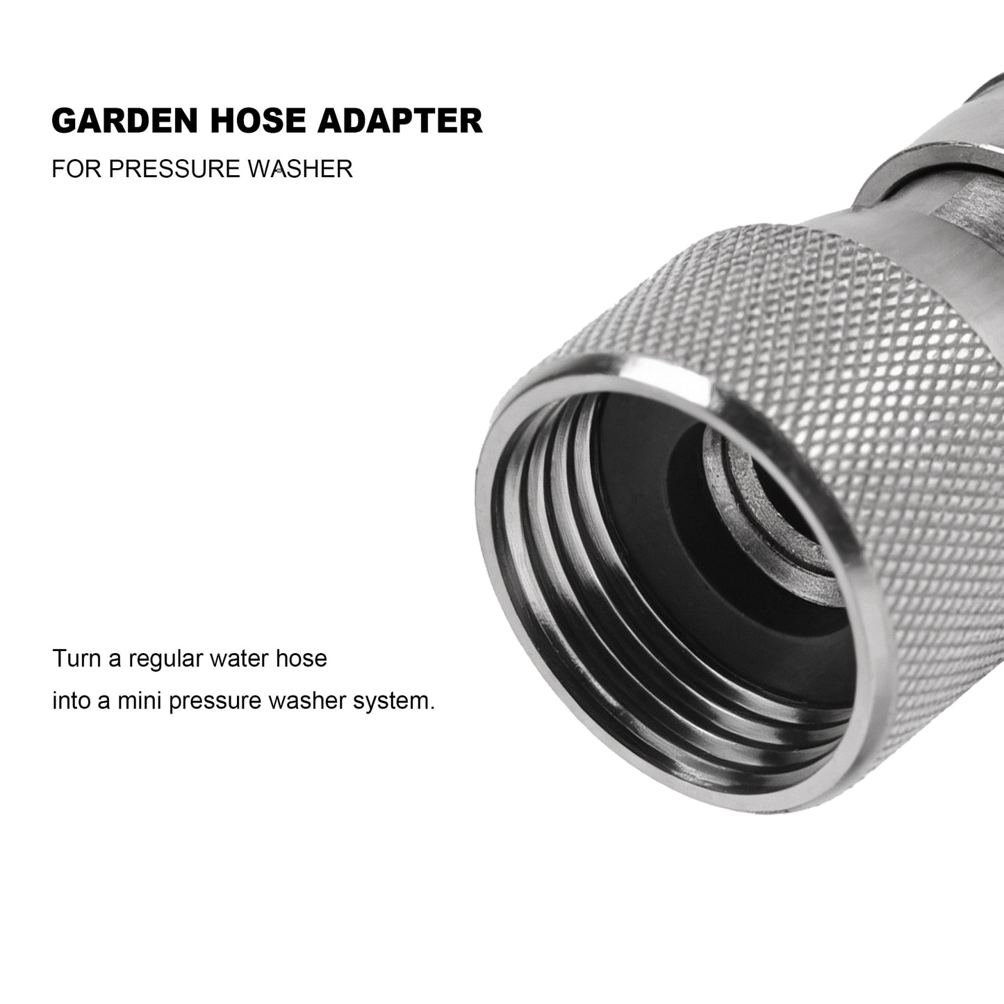 POHIR Garden Hose to Pressure Washer Adapter, 3/4" GHT to 1/4" Quick Connect, Stainless Steel Connector