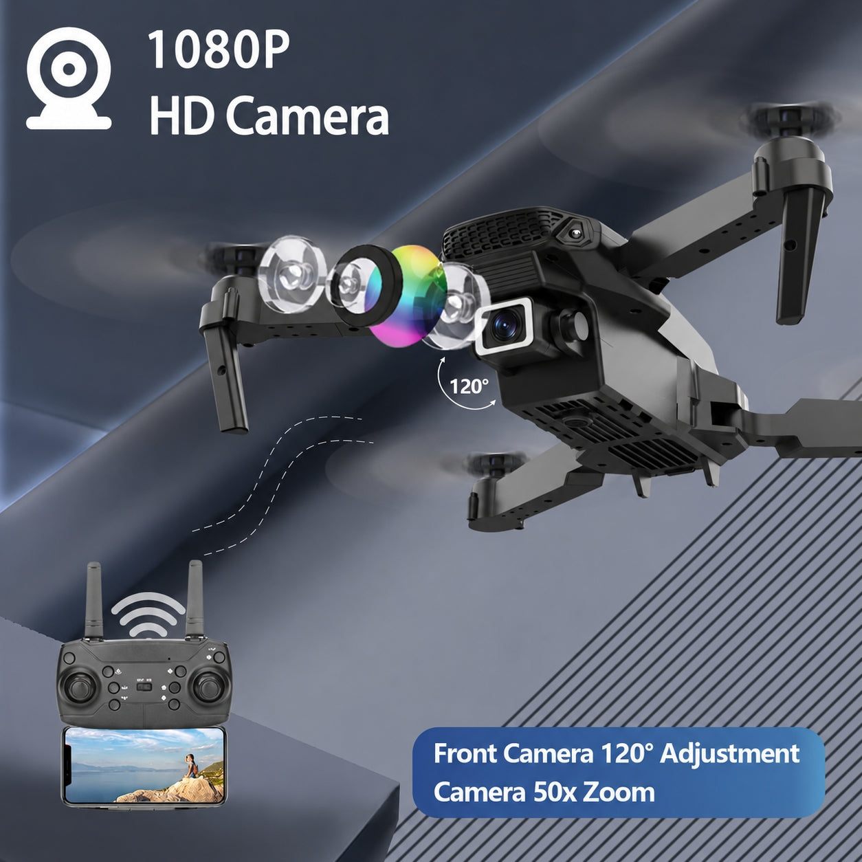 Foldable Mini Drone with Camera - 1080P HD Drone ,3 Batteries,Drones for Adults Kids