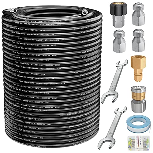 POHIR Sewer Jetter Kit for Pressure Washer, 4200 PSI Drain Cleaner Hose