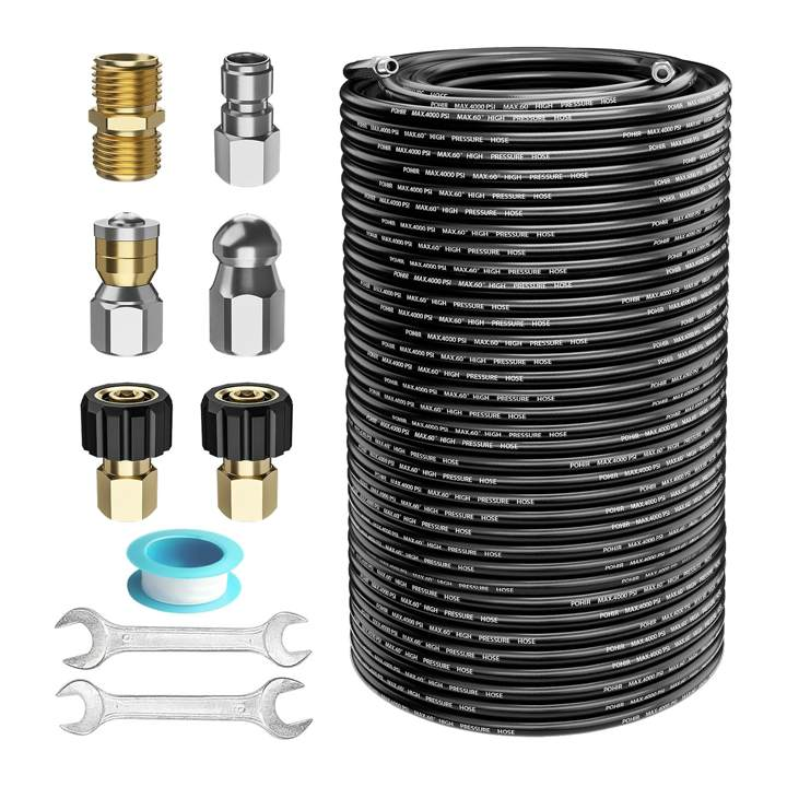 POHIR Sewer Jetter Kit for Pressure Washer, 4200 PSI Drain Cleaner Hose