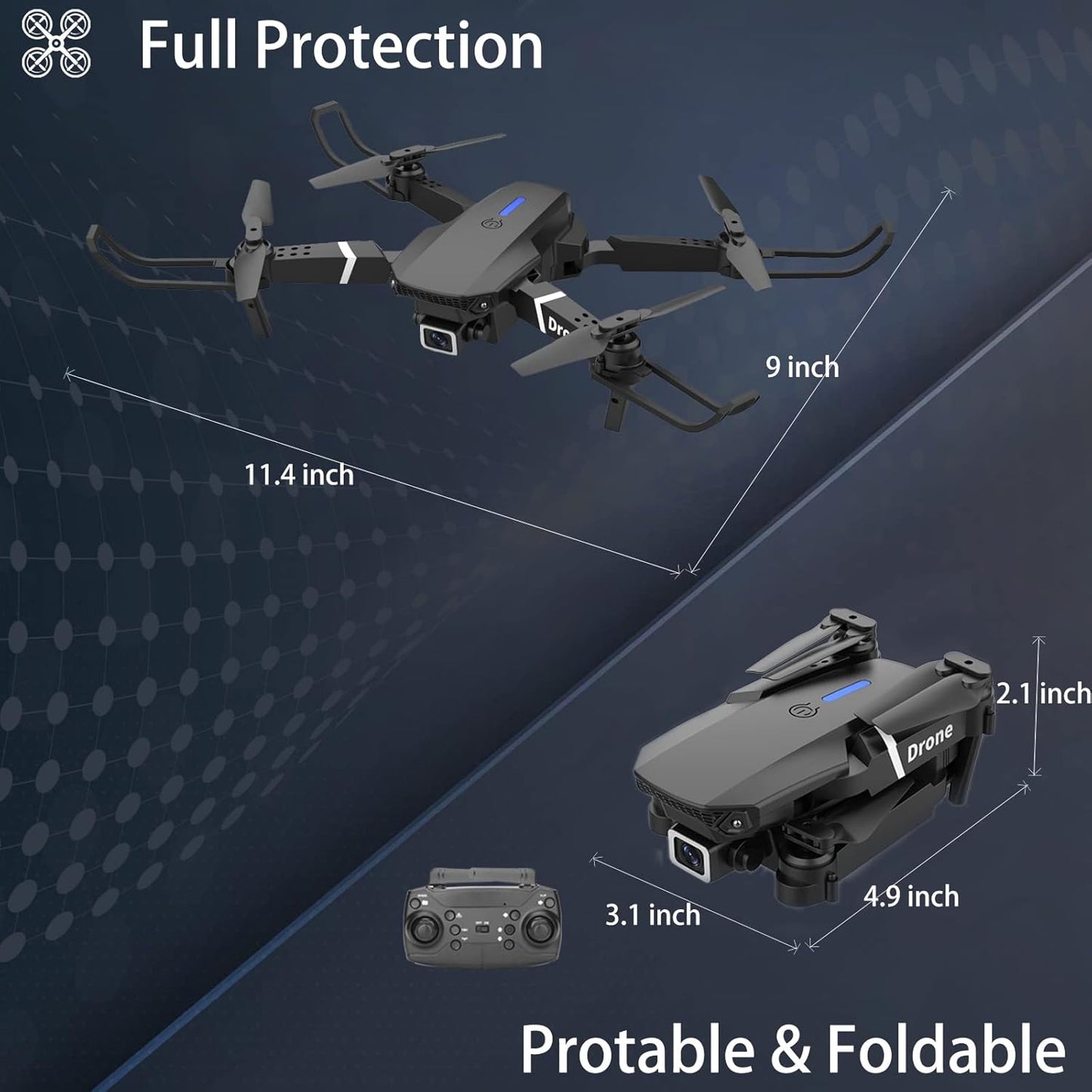 Foldable Mini Drone with Camera - 1080P HD Drone ,3 Batteries,Drones for Adults Kids