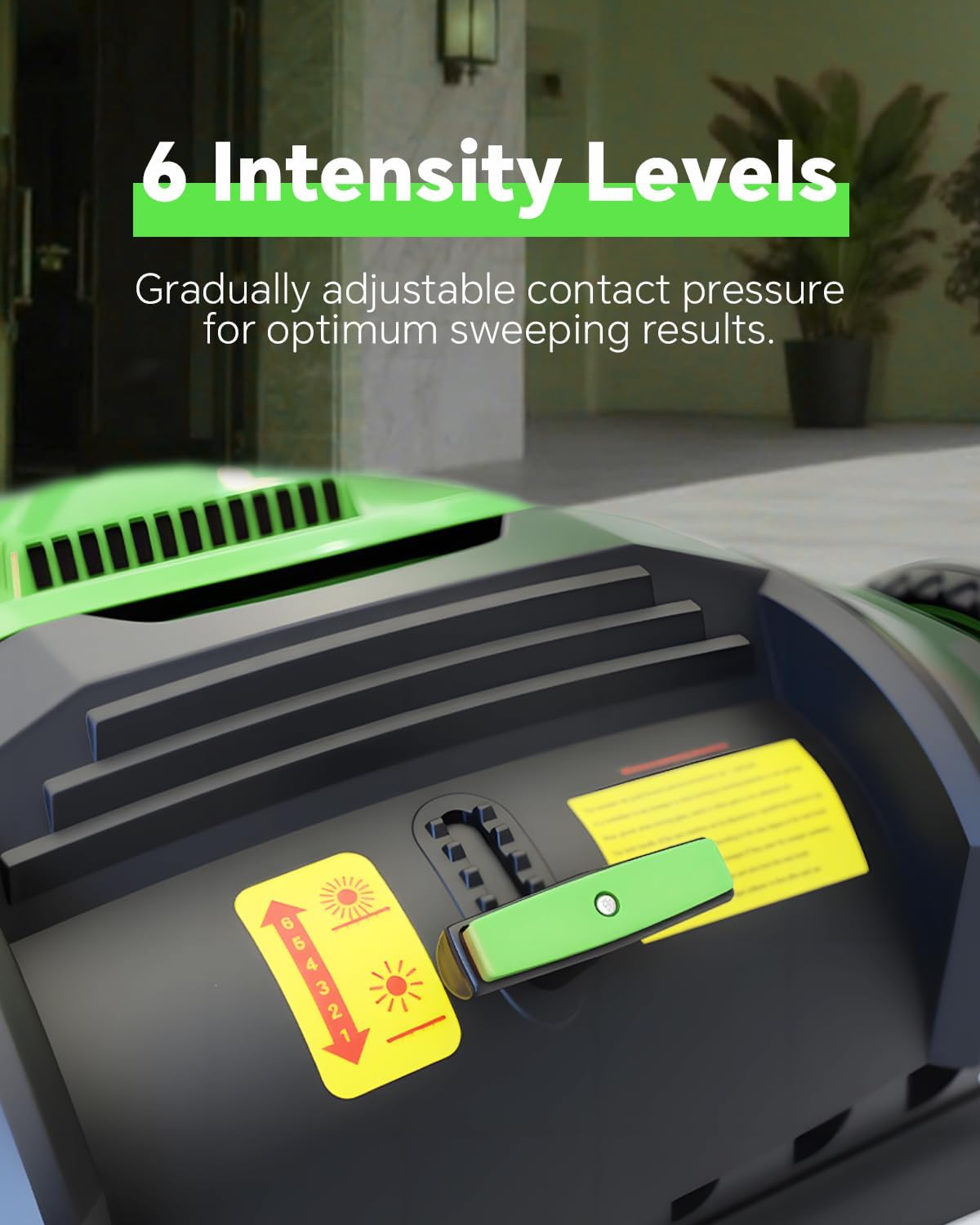 Barrendero industrial de empuje manual de 41", capacidad grande de 14.5 galones, 46000 pies cuadrados/hora