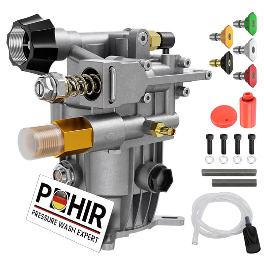 POHIR Pressure Washer Pump 3400PSI Max 3/4 inch Shaft Horizontal, Power Washer Pump Compatible with Most High Pressure Washers,Visual Oil Gauge and Breathable Oil Cap Increase Service Life