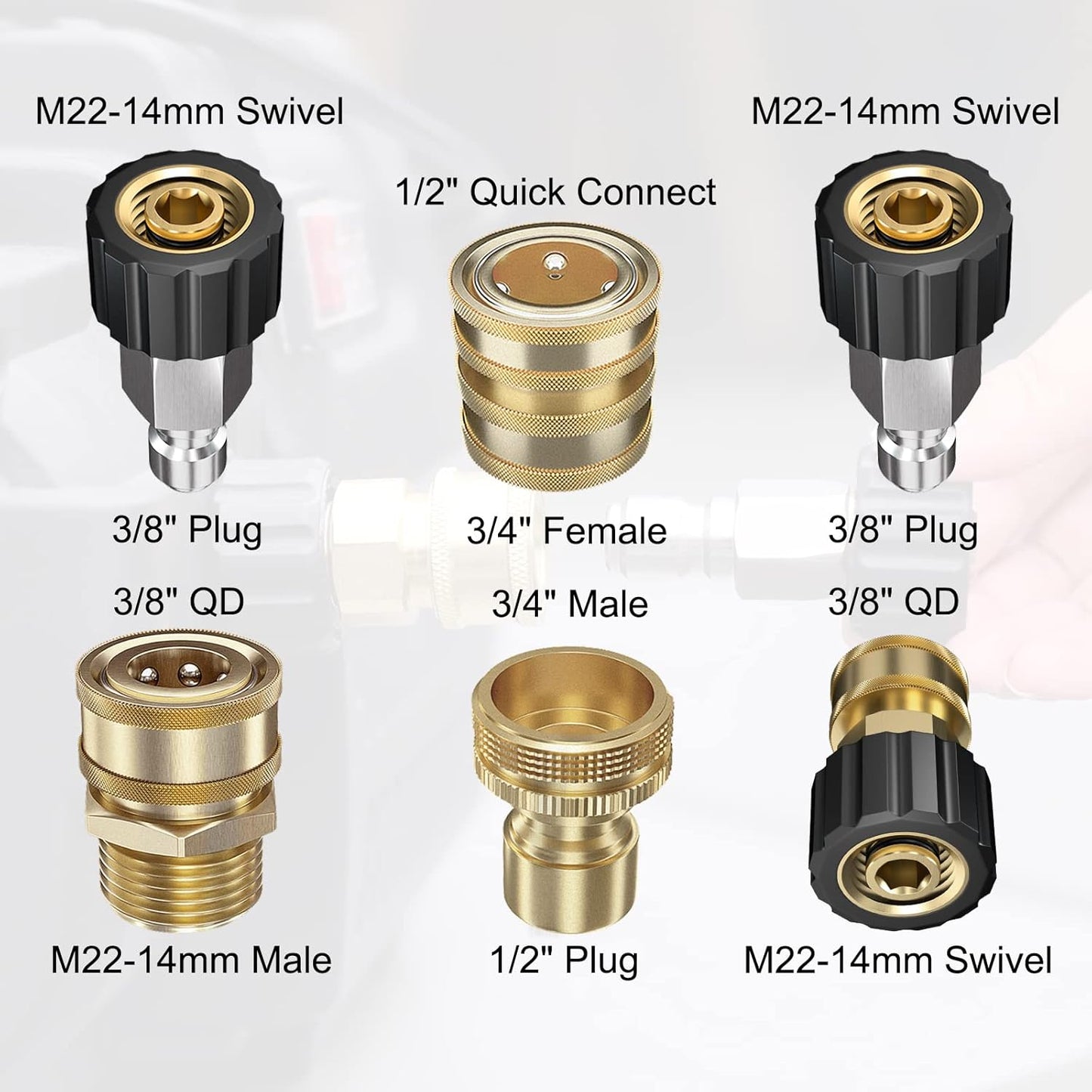 POHIR Pressure Washer Adapter Set 8 Pack