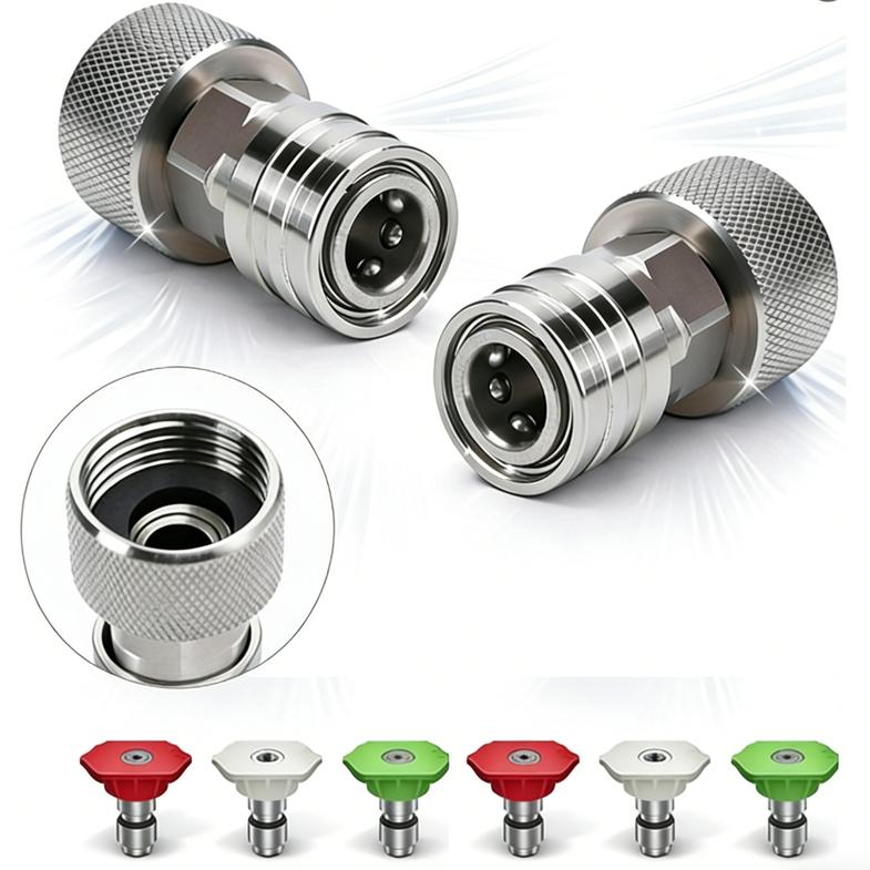 POHIR Garden Hose to Pressure Washer Adapter, 3/4" GHT to 1/4" Quick Connect, Stainless Steel Connector