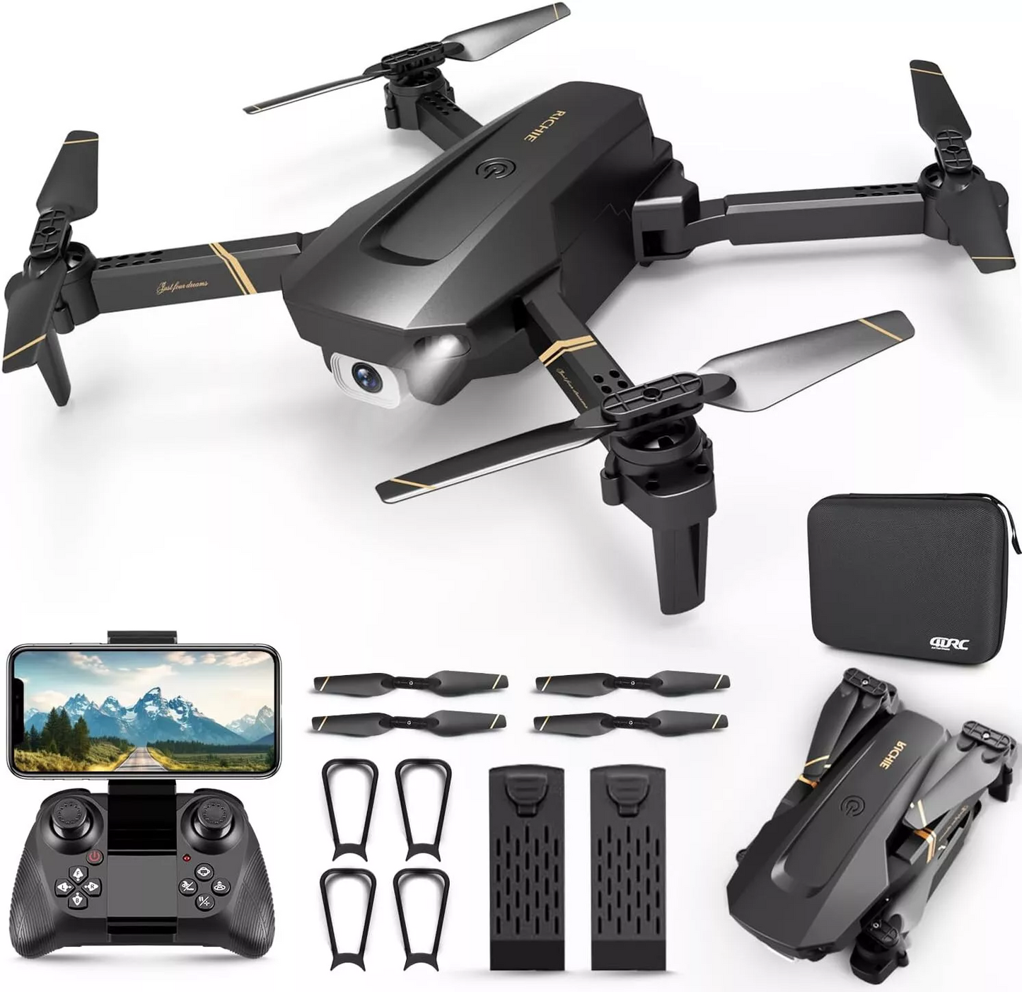 Foldable Mini Drone with Camera - 1080P HD Drone ,3 Batteries,Drones for Adults Kids